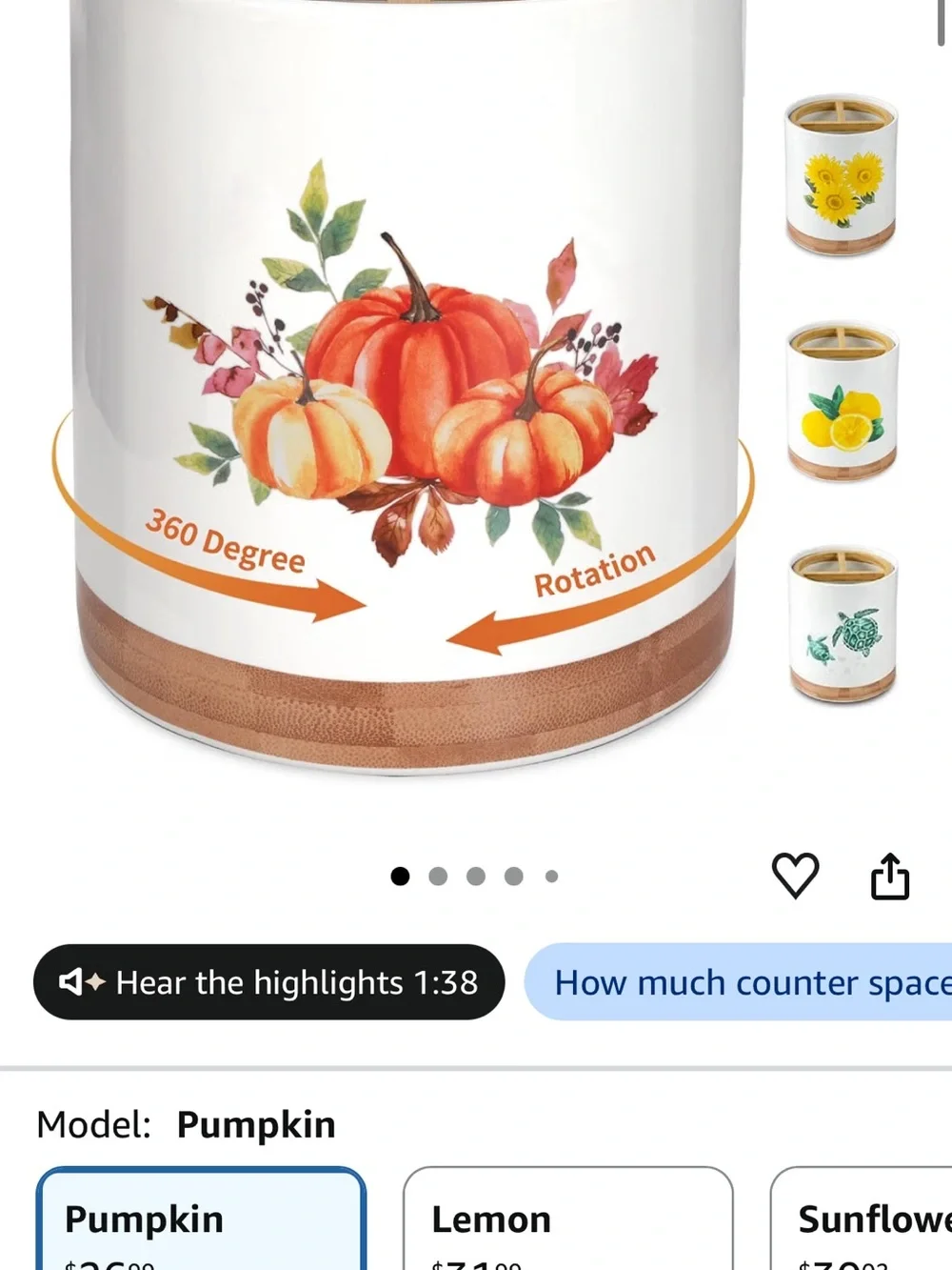 Rotating Pumpkin Decorative Accent - White